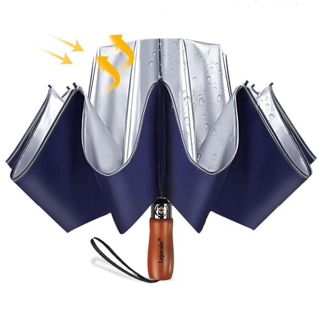 【色: Titanium Silver】逆折り式 メンズ 折りたたみ傘 【高強度