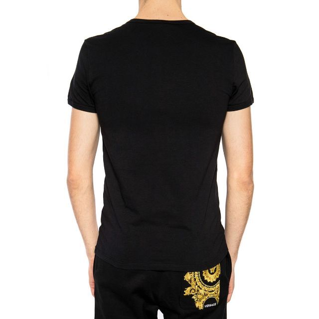 VERSACE(ヴェルサーチ)の8 VERSACE ブラック メデューサ Vネック 半袖 Tシャツ size 3 メンズのトップス(Tシャツ/カットソー(半袖/袖なし))の商品写真