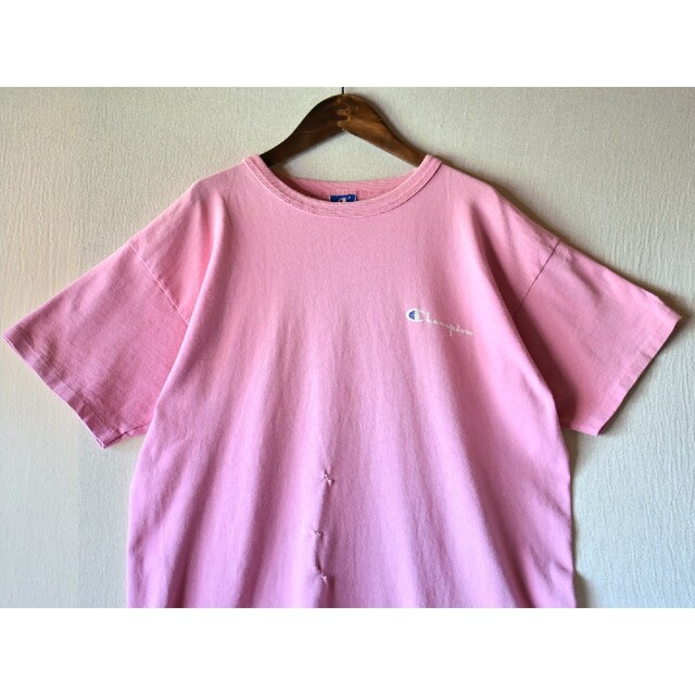 ★USA製 チャンピオン スクリプトロゴ ピンク シングルステッチ Tシャツ 5