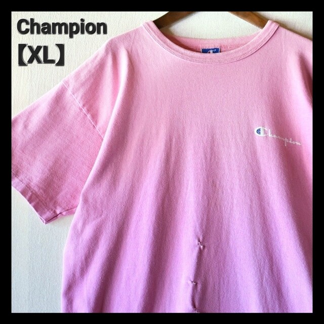 ★USA製 チャンピオン スクリプトロゴ ピンク シングルステッチ Tシャツ