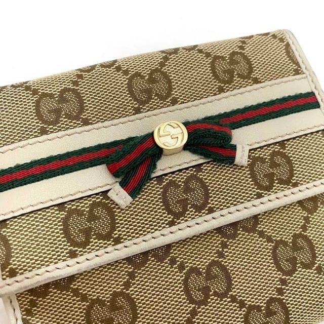 グッチ ダブルホック 財布 ベージュ ホワイト 美品 2