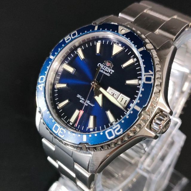 美品【稼働品】ORIENTオリエント F692 ブルー シルバー 防水 自動巻き
