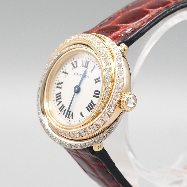 【鑑別書付き】 カルティエ 腕時計 K18 スリーゴールド トリニティ ダイヤ