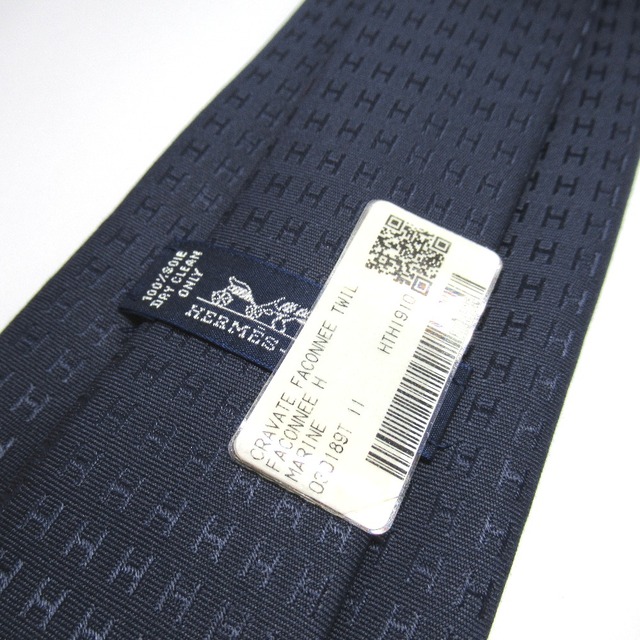 Hermes(エルメス)のエルメス  ネクタイ  Hロゴ シルク　MARINE/ネイビー系  030189T  Ot201261　未使用品 メンズのファッション小物(ネクタイ)の商品写真