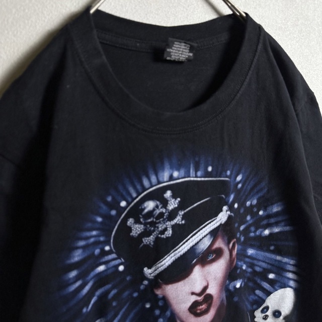 ART VINTAGE(アートヴィンテージ)のバンドTシャツ　半袖　Mサイズ　マリリン・マンソン　ビッグプリント　黒　古着 メンズのトップス(Tシャツ/カットソー(半袖/袖なし))の商品写真