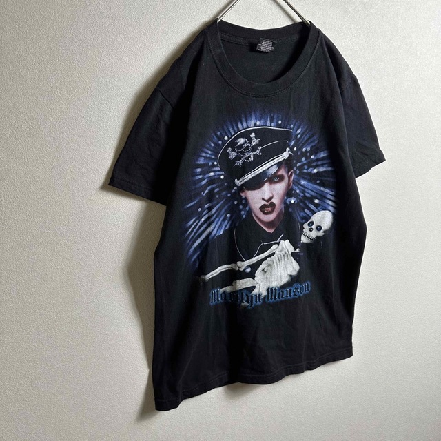 ART VINTAGE(アートヴィンテージ)のバンドTシャツ　半袖　Mサイズ　マリリン・マンソン　ビッグプリント　黒　古着 メンズのトップス(Tシャツ/カットソー(半袖/袖なし))の商品写真