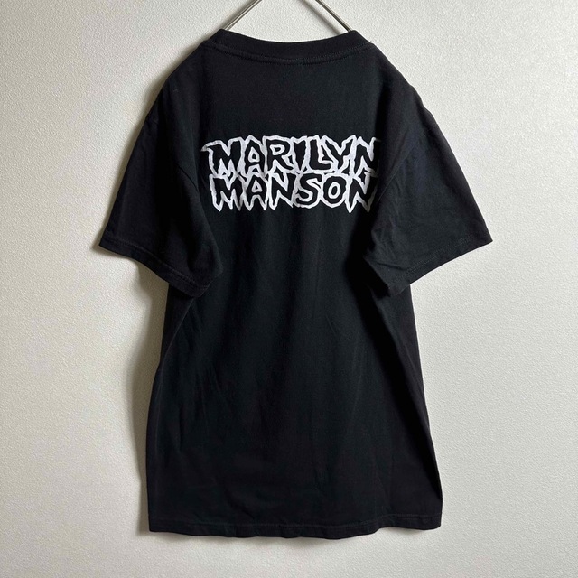 ART VINTAGE(アートヴィンテージ)のバンドTシャツ　半袖　Mサイズ　マリリン・マンソン　ビッグプリント　黒　古着 メンズのトップス(Tシャツ/カットソー(半袖/袖なし))の商品写真