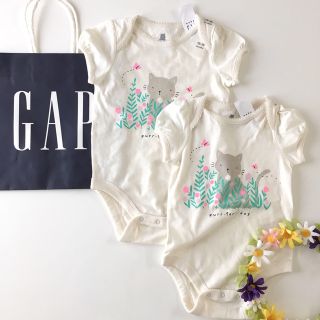 ベビーギャップ(babyGAP)の新品♡baby gap♡ロンパース♡リンクコーデ♡半袖/プティマイン/ザラ/他(ロンパース)