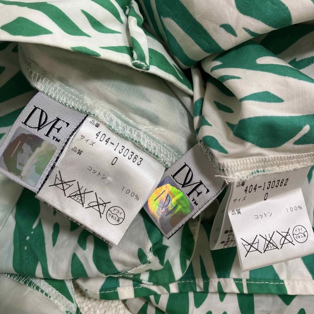 DIANE von FURSTENBERG(ダイアンフォンファステンバーグ)のDIANE von FURSTENBERG シャツワンピース　総柄　パンツ付　緑 レディースのワンピース(その他)の商品写真