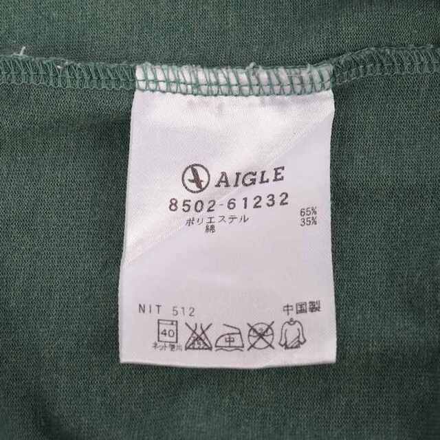 AIGLE(エーグル)のエーグル 半袖Tシャツ ロゴT クルーネック 丸首 トップス 綿混 メンズ Mサイズ グリーン AIGLE メンズのトップス(Tシャツ/カットソー(半袖/袖なし))の商品写真