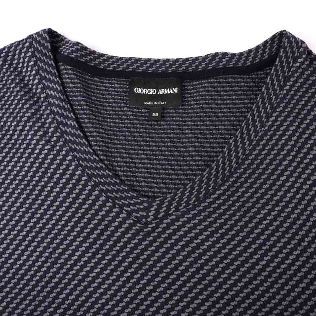 ジョルジオアルマーニ 半袖Tシャツ Vネック トップス 伊製 大きいサイズ ストレッチ メンズ 56(ITL)サイズ ネイビー GIORGIO ARMANI 2