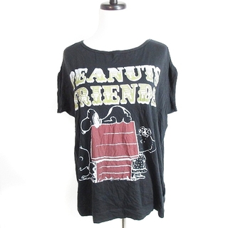 ビューティアンドユースユナイテッドアローズ(BEAUTY&YOUTH UNITED ARROWS)のB&Y ユナイテッドアローズ PEANUTS Tシャツ カットソー 半袖 黒(Tシャツ(半袖/袖なし))