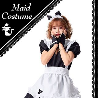 H00263-2 【送料無料】  メイド服 Lサイズ コスプレ定番(衣装一式)