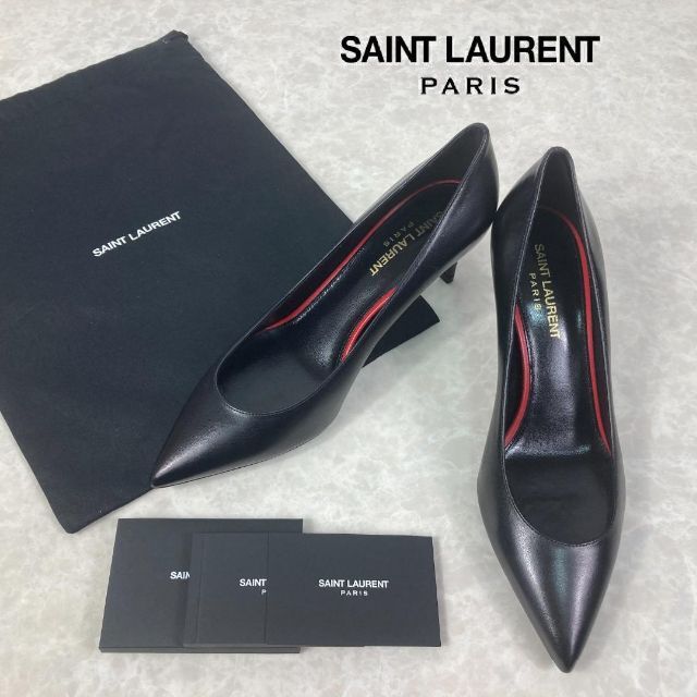 未使用☆SAINT LAURENT サンローラン 高級 レザー ヒール パンプス