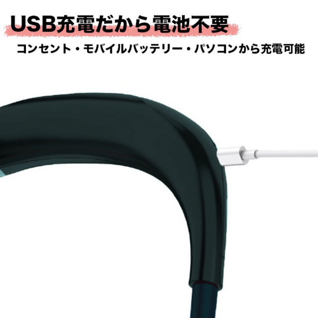 首掛け 扇風機 USB充電式 3段風量調節 羽なし スマホ/家電/カメラの冷暖房/空調(扇風機)の商品写真