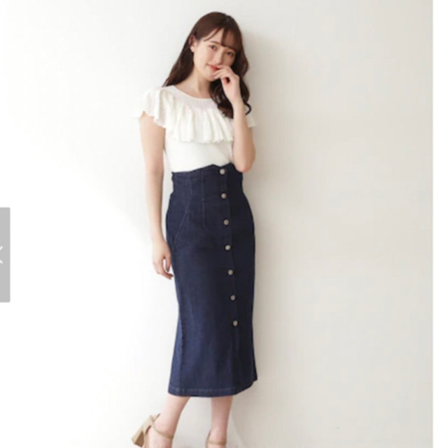 JILL by JILLSTUART(ジルバイジルスチュアート)の美品★ JILL by JILLSTUART  ハイウエストデニムジャンスカ レディースのスカート(ひざ丈スカート)の商品写真