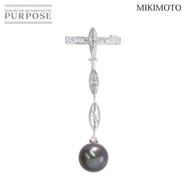 ミキモト MIKIMOTO 黒蝶真珠 9.0mm ダイヤ ペンダントトップ K18 WG