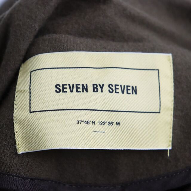 7x7(セブンバイセブン)の美品●21AW SEVEN BY SEVEN セブンバイセブン 800-0210007 ウール100％ メルトンカットソーストールコート ロング丈 茶色 M 日本製 メンズのジャケット/アウター(その他)の商品写真