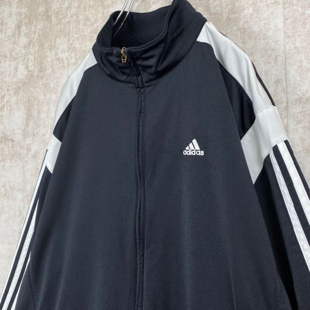 adidas(アディダス)の00s アディダス 3本ライン ストライプ トラックジャケット ジャージ 黒白L メンズのトップス(ジャージ)の商品写真