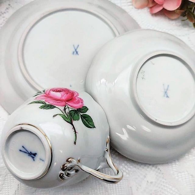 MEISSEN - 専用 美品 マイセン ピンクローズ トリオB カップ&ソーサー