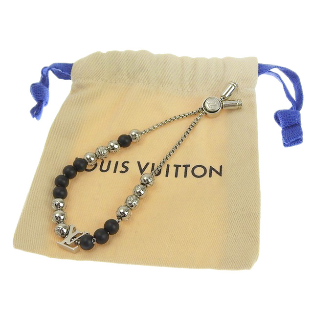 LOUIS VUITTON Monogram beads Bracelet M00512 Metal Silver Black