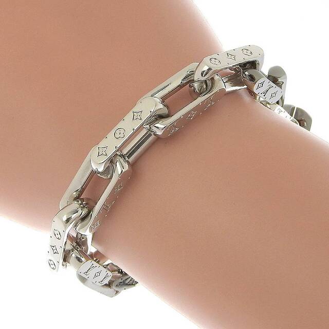 【本物保証】 布袋付 超美品 ルイヴィトン LOUIS VUITTON チェーンブレスレット モノグラム ブレスレット チェーン ロゴ M64224 | フリマアプリ ラクマ