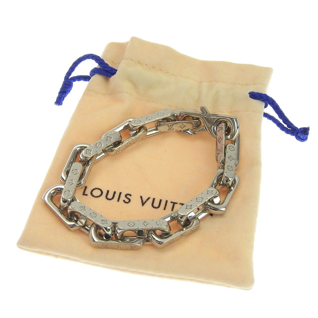 【本物保証】 布袋付 超美品 ルイヴィトン LOUIS VUITTON チェーンブレスレット モノグラム ブレスレット チェーン ロゴ M64224