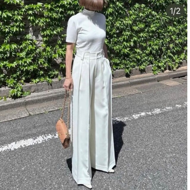 新品シーニュ ハイウエストタックワイドパンツ | cranio-gindl.at
