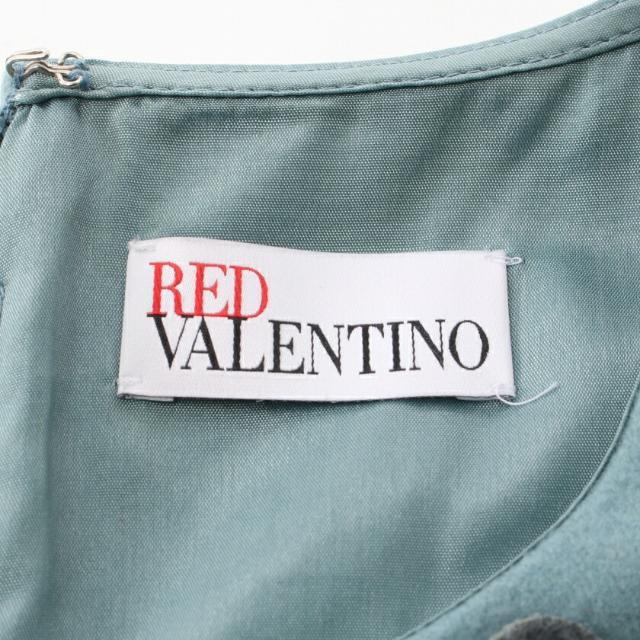 RED VALENTINO(レッドヴァレンティノ)の ワンピース ノースリーブ ウール ブルーグレー マルチカラー フラワー レディースのワンピース(ひざ丈ワンピース)の商品写真