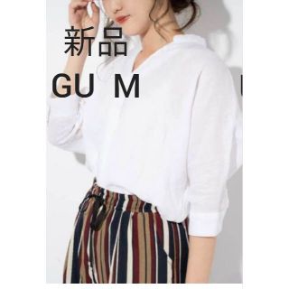 ジーユー(GU)の新品 未使用 美品 GU ボリュームスリーブ ブラウス 7分袖 白 ホワイト M(シャツ/ブラウス(長袖/七分))