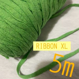 ribbon XL 緑　Tシャツヤーン　ズパゲッティ　ハンドメイド(生地/糸)