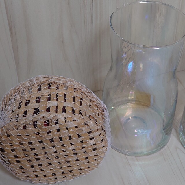 オーロラ花瓶2個 と バスケットポプリ インテリア/住まい/日用品のインテリア小物(花瓶)の商品写真