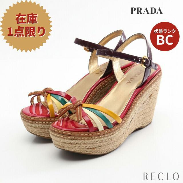 PRADA - エスパドリーユ サンダル エナメルレザー ピンクパープル