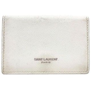 サンローラン(Saint Laurent)のサンローラン パリ 財布 タイニーウォレット レザー 革 アイボリー系 白(財布)