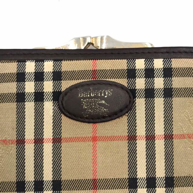 美品✨バーバリー 折り財布 がま口 ノバチェック キャンバス×レザー