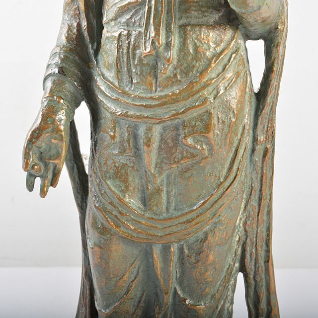北村西望作　銅塗金　聖観世音菩薩像　仏像　重さ約3kg　共箱　D　R5788B