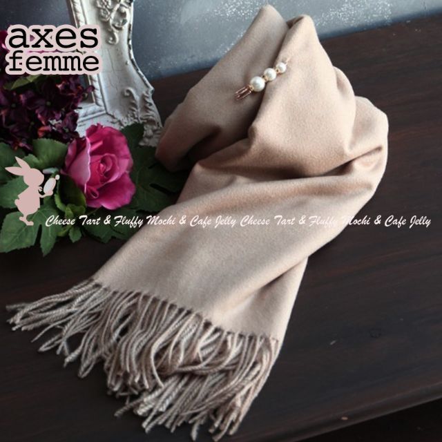 axes femme(アクシーズファム)のaxes femme カシミヤタッチピン付ストール キャメル レディースのファッション小物(ストール/パシュミナ)の商品写真