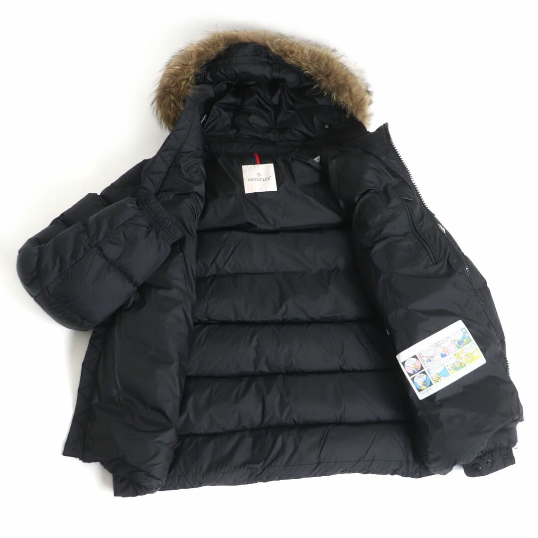 極美品□2019年製 MONCLER/モンクレール MARQUE GIUBBOTTO ロゴワッペン付き ダブルジップ フーデッド ダウンジャケット 黒 4 正規品