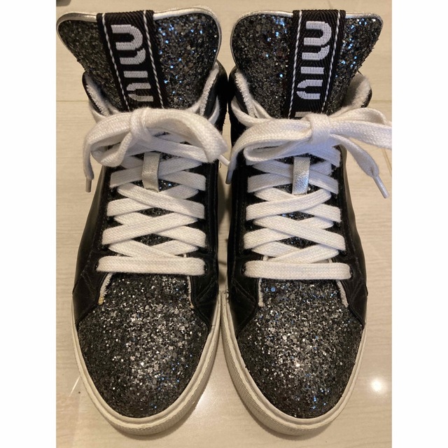 miu miu ラメスニーカー ハイカット-