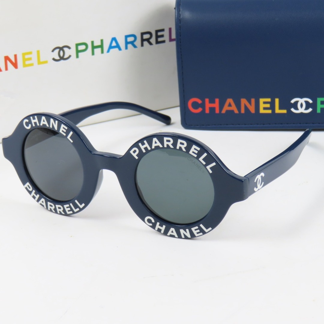 新品同様美品 CHANEL シャネル アイウェア ココマーク カプセルコレクション　ファレル　ウィリアムス　コラボ サングラス プラスチック ブルー