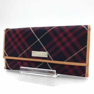 バーバリーブルーレーベル(BURBERRY BLUE LABEL)のバーバリー ブルーレーベル 長財布 レザー×ナイロン チェック ロゴプレート(その他)