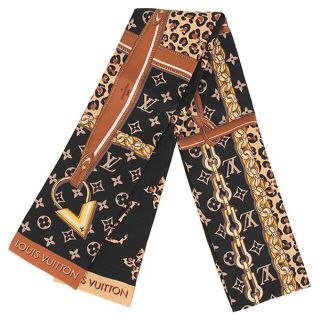 ルイヴィトン(LOUIS VUITTON)のルイヴィトン スカーフ ブラック レオパード レディース 新品 h-k717(バンダナ/スカーフ)