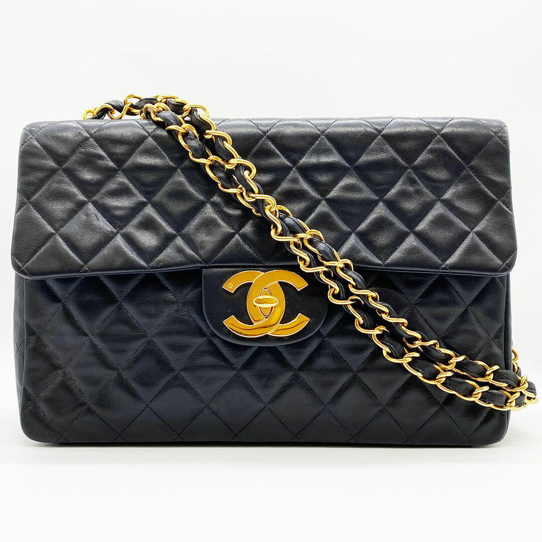 セール 中美品 CHANEL シャネル マトラッセ デカマトラッセ ショルダーバッグ チェーン ブラック 黒 レザー レディース USED