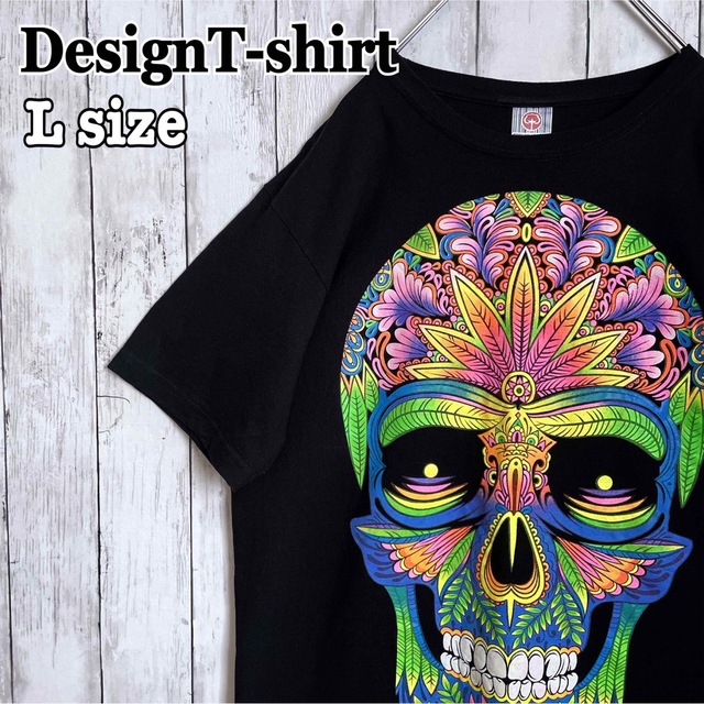 【vintage】スカル 髑髏 ガイコツ BIG プリント ルーズ 黒 Tシャツ