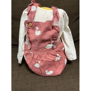 エイチアンドエム(H&M)のH&M Baby フリルトリムショートサロペット 75cm 6-9M 純綿(ロンパース)