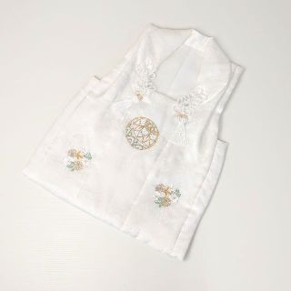 【正絹】 絹100％ 七五三 3歳 被布コート 単品 白 毬 刺繍 SH11-1