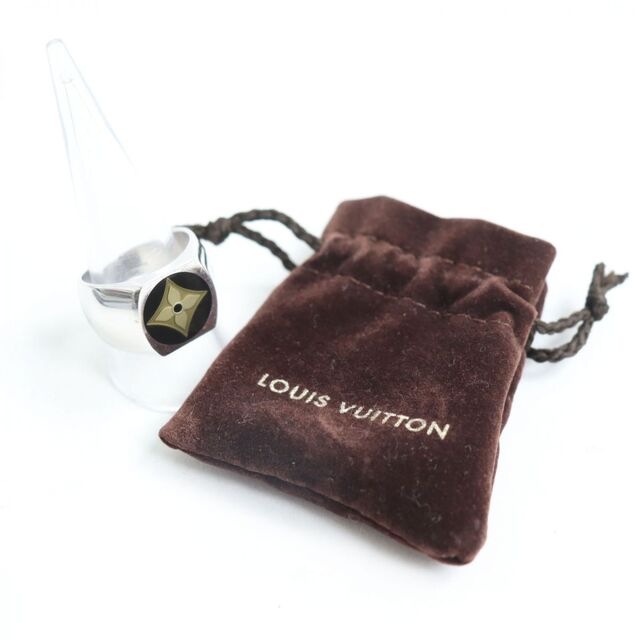 LOUIS VUITTON(ルイヴィトン)の良品◆LOUIS VUITTON ルイヴィトン M65496 バーグフルールモノグラム リング/指輪 シルバー×ブラック L (22号相当) フランス製 保存袋付 メンズのアクセサリー(リング(指輪))の商品写真