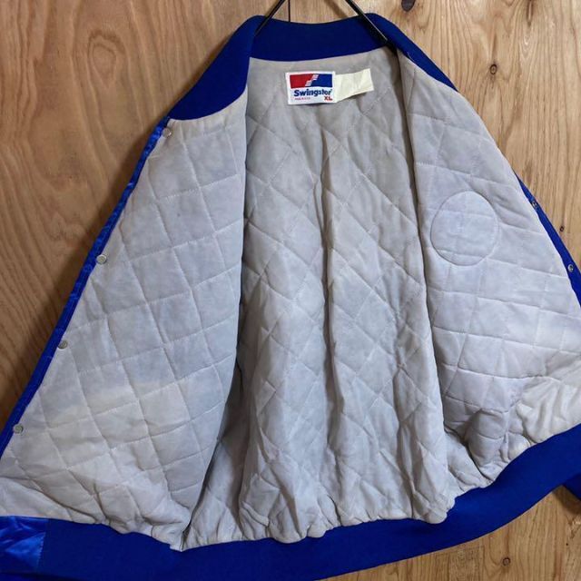 ブルー ナイロンジャケット ブルゾン スタジャン USA古着 90s メンズの