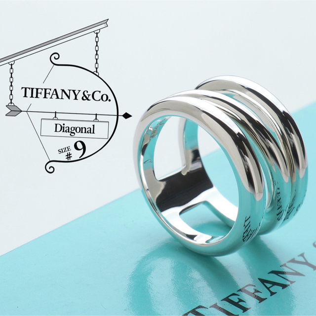 TIFFANY \u0026 CO. ダイアゴナル リング 指輪 925 シルバー 9号