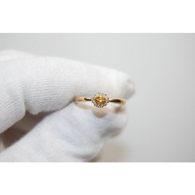ＲＥＩＫＡ　Ｋ１８　イエローゴールド　シトリン　ダイヤモンド　リング　約１１号 レディースのアクセサリー(リング(指輪))の商品写真